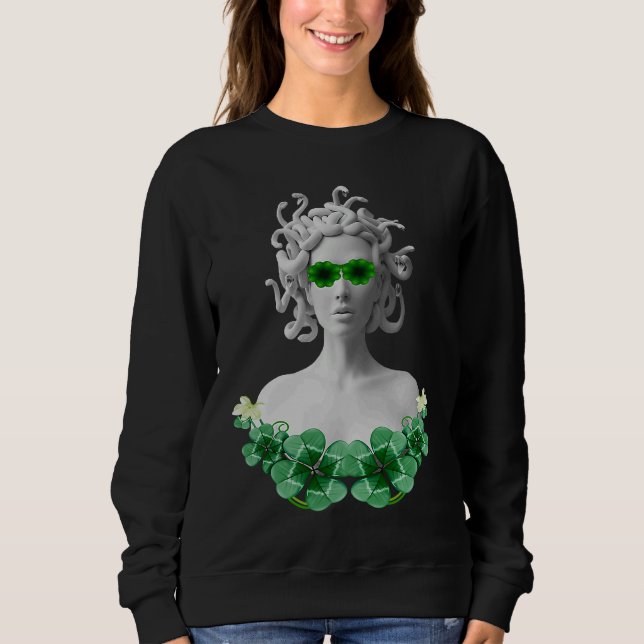 Green Saint Patricks Day Medusa T Shirt (Framsida)