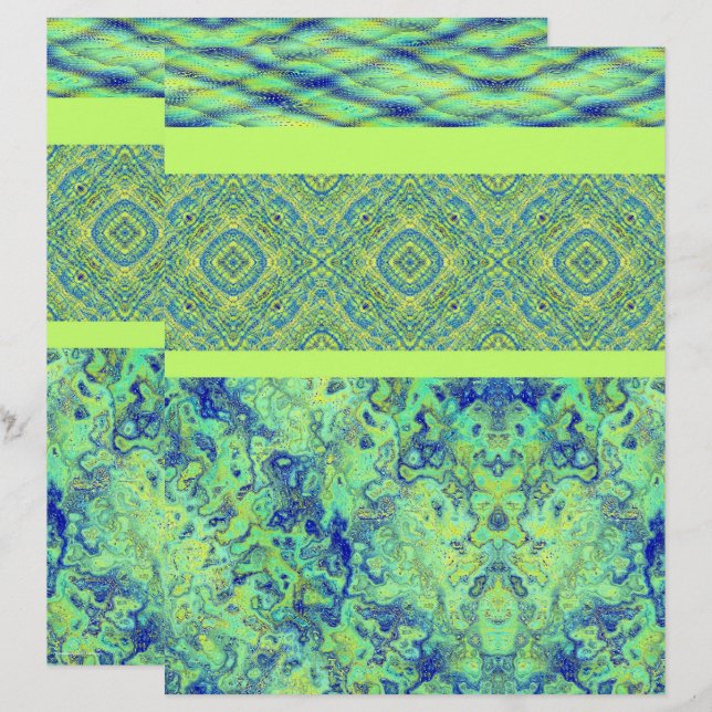 Green Sampler Scrapbook Paper 2-Sided Page (Fram/baksida)