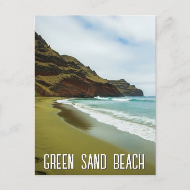 Green Sand Beach Hawaii Travel Vykort (Framsida)