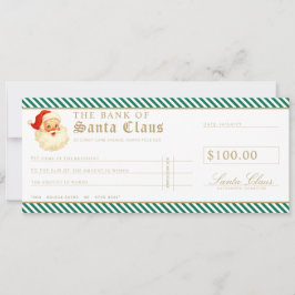 Green Santa Cheque Gift Voucher Card Inbjudningar