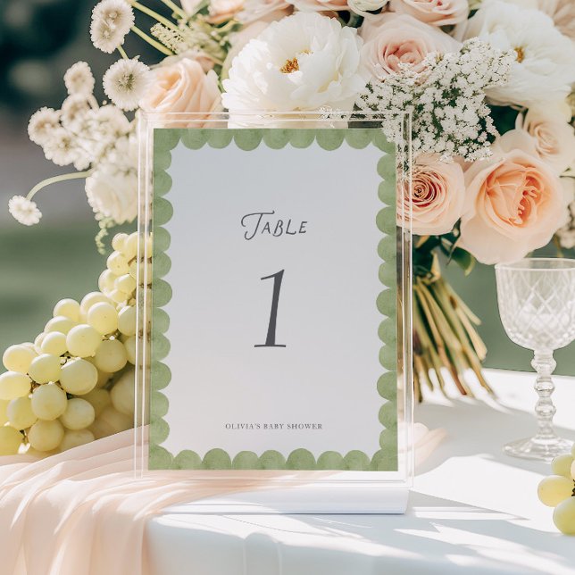 Green Scalloped Frame Whimsical Table Number (Skapare uppladdad)