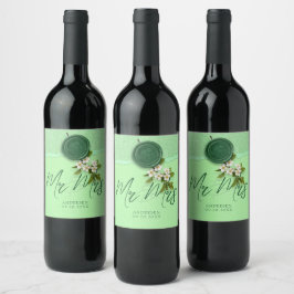 Green Seal Wedding Wine Label Vinflaska Etikett
