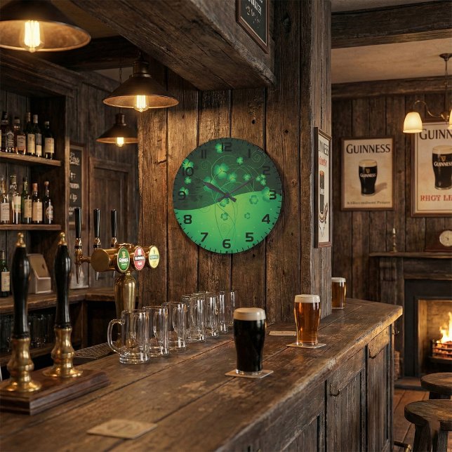 Green Shamrock Clover St Patrick’s Day Luck Stor Klocka (Skapare uppladdad)