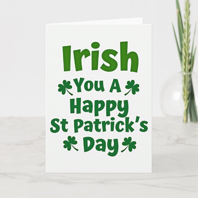 Green Shamrock Irish Card Kort (Framsida)