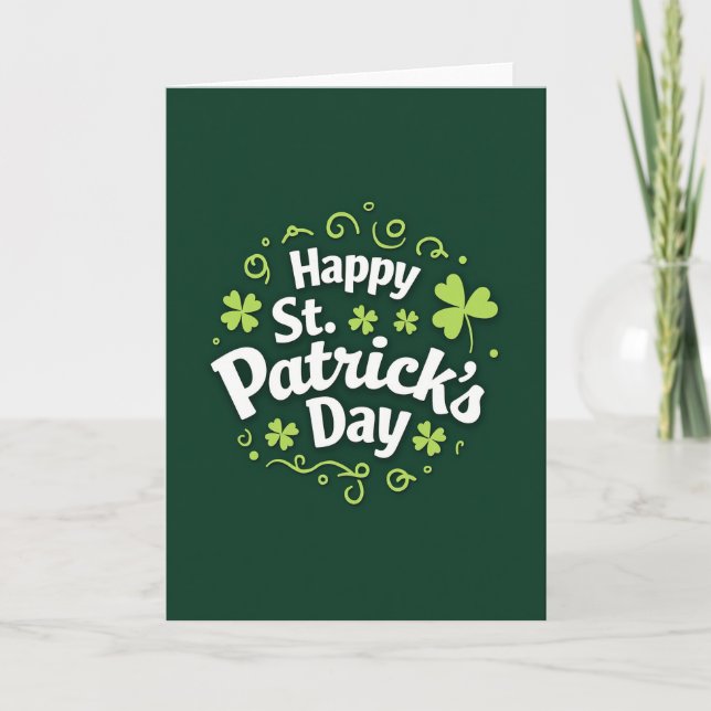 Green Shamrock Pattern Day Card Kort (Framsida)
