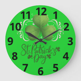 Green Shamrock St. Patrick's Day Wall Clock Stor Klocka