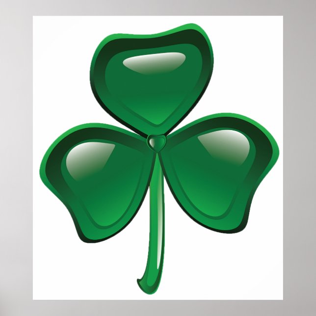 Green Shamrock Three-Leaf Clover Poster (Framsidan)