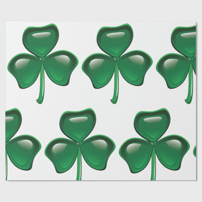 Green Shamrock Three-Leaf Clover Presentpapper (Platt)