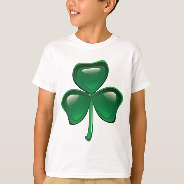 Green Shamrock Three-Leaf Clover T Shirt (Framsida)