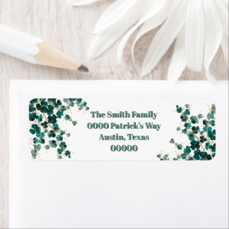 Green Shamrocks and Gold  Returadress Etikett