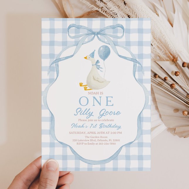 Green Silly Goose Birthday Invitation Inbjudningar (Skapare uppladdad)