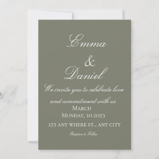 Green Simple Elegant Photo Wedding Invitation Inbjudningar