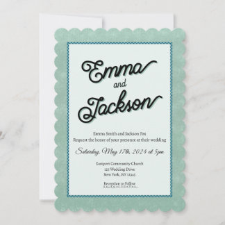 Green, Simple, Modern Wedding Invitation Inbjudningar