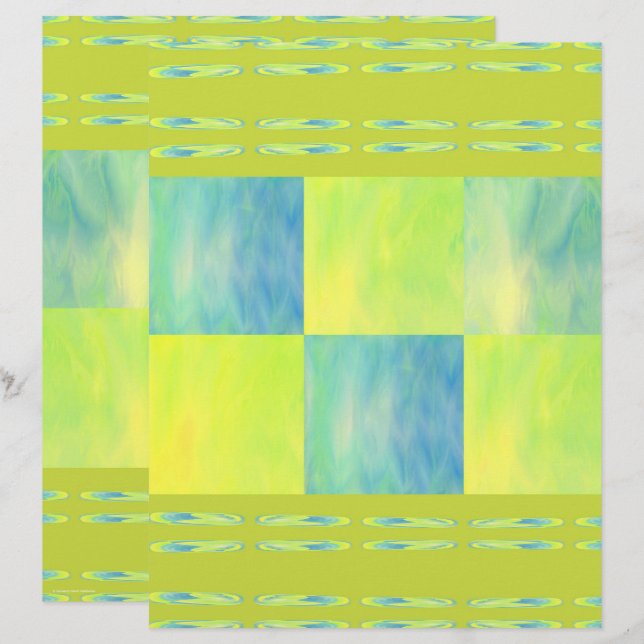 Green Skies Tiles Scrapbook Paper 2-Sided Page (Fram/baksida)