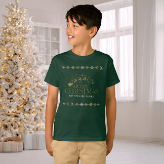 Green Snowflake Christmas Kids Shirt T