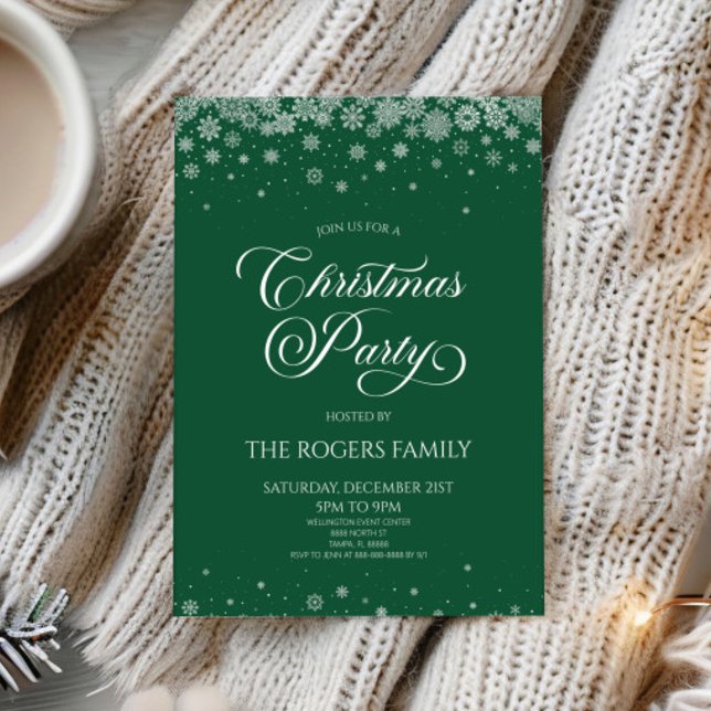 Green Snowflake Winter Christmas Party Inbjudningar (Skapare uppladdad)
