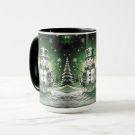 Green Snowman Snowflakes Holiday Mug Mugg