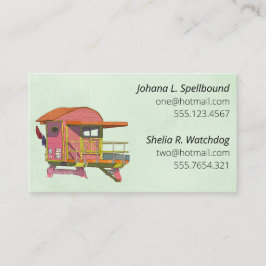 Green Social calling card-Pink Lifeguard Tower Visitkort