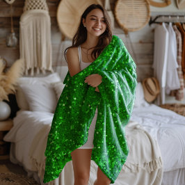 Green sparkling faux glitter pattern  fleecefilt