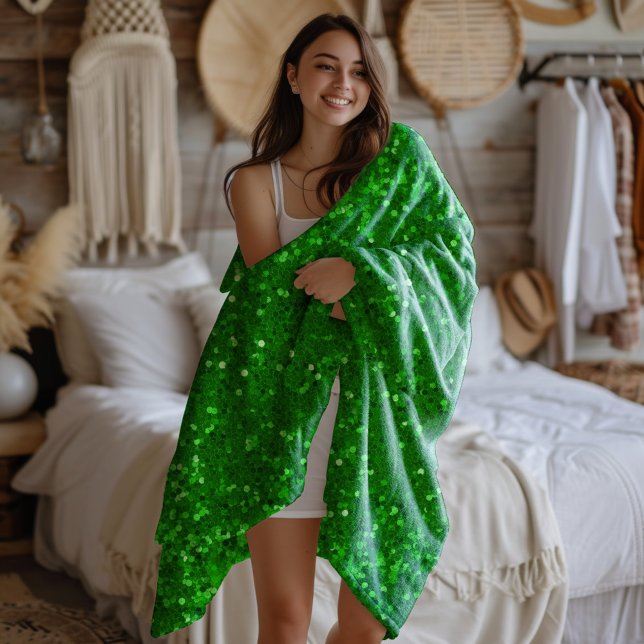 Green sparkling faux glitter pattern  fleecefilt (Skapare uppladdad)