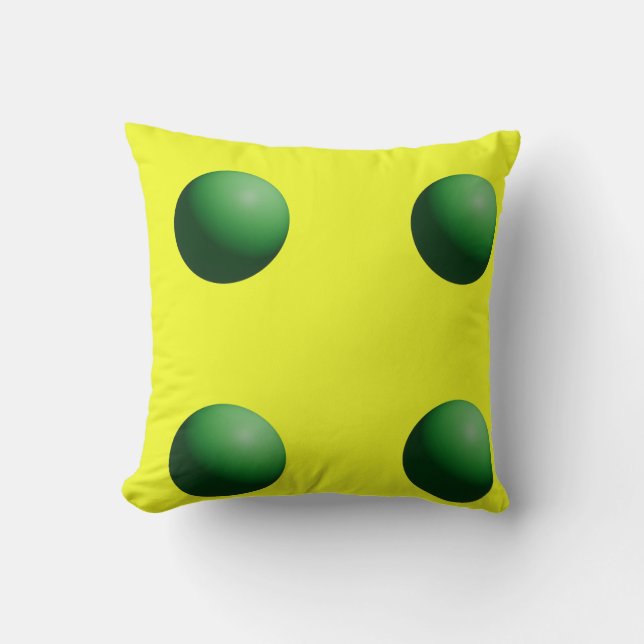 Green Spheres on Yellow Wall Clock Kudde (Framsida)