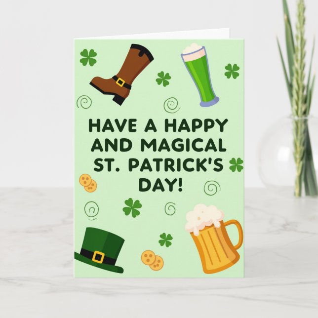 Green Spiral St Patricks Day Card Kort (Framsida)