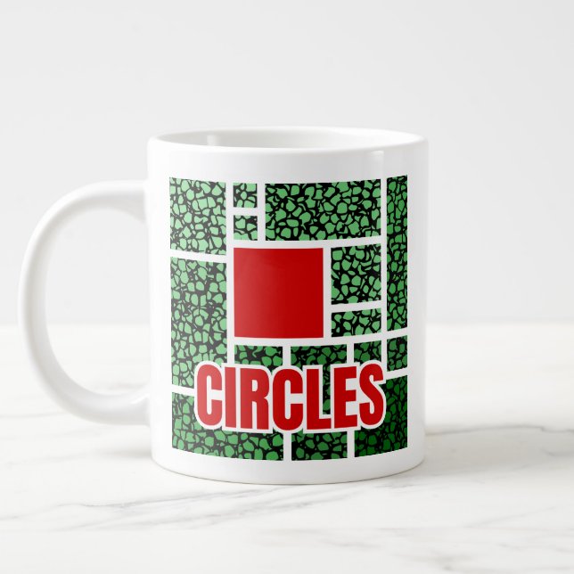 Green Spotted Abstraction with Red Accents Jumbo Mugg (Vänster)