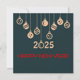 Green Square wish card New Year Christmas ball Julkort