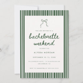 Green Stripe Coquette Bachelorette Weekend Details Inbjudningar