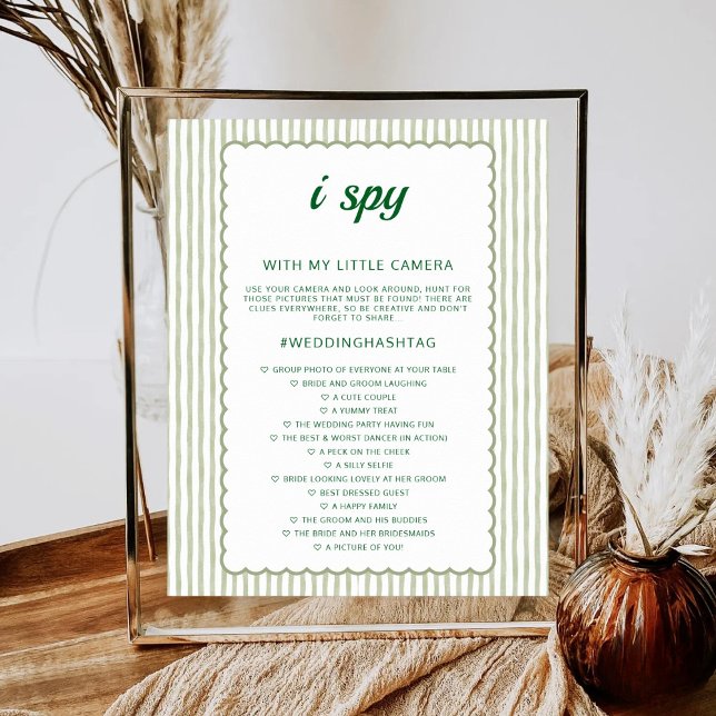 Green Stripe I Spy Wedding Game Wedding Photo Hunt Poster (Skapare uppladdad)