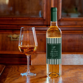 Green Stripe Tennis Bachelorette elegant modern Vinflaska Etikett