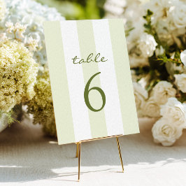 Green Stripe Wedding Table Number Inbjudningar
