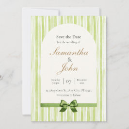 Green Stripe with Arch Wedding Save the Date Cards Inbjudningar