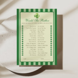 Green Striped Clover Would She Rather Game Card Inbjudningar