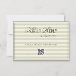Green Striped Old Money Wedding QR code OSA Kort