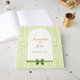 Green Striped Retro Wedding Gästböcker