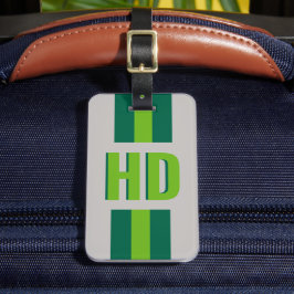 green striped Shadow Monogram retro camping Bagagebricka