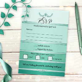 Green Striped Tone on Tone Wedding RSVP Card Inbjudningar