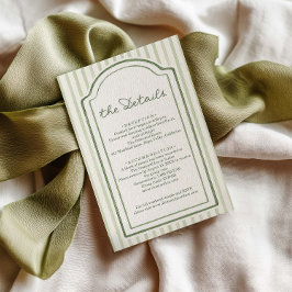 Green Striped Wedding Details Tilläggskort