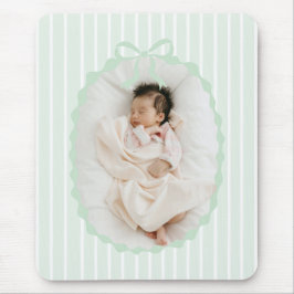 Green Stripes Bow Frame Custom Photo Mousepad Musmatta