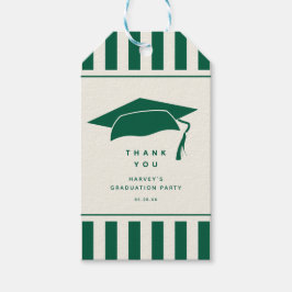 Green Stripes Custom Graduation Party Favor Presentetikett