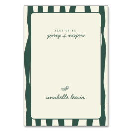 Green Stripes Custom Guest Name Wedding Place Card Bordsnummer
