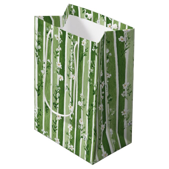 Green Stripes Daisy Flowers Birthday (Framsidan Vinklad)