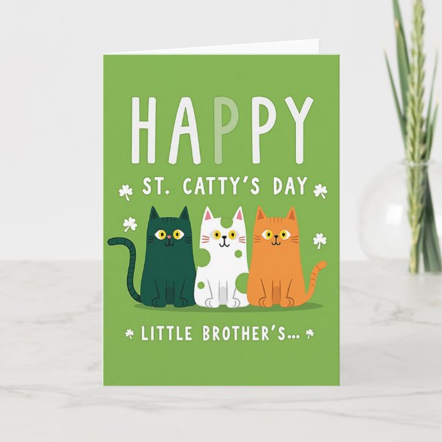 Green Stripes St Catty Day Card Kort (Framsida)
