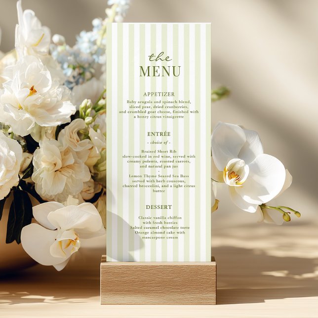 Green Stripes Wedding Menu Meny (Skapare uppladdad)