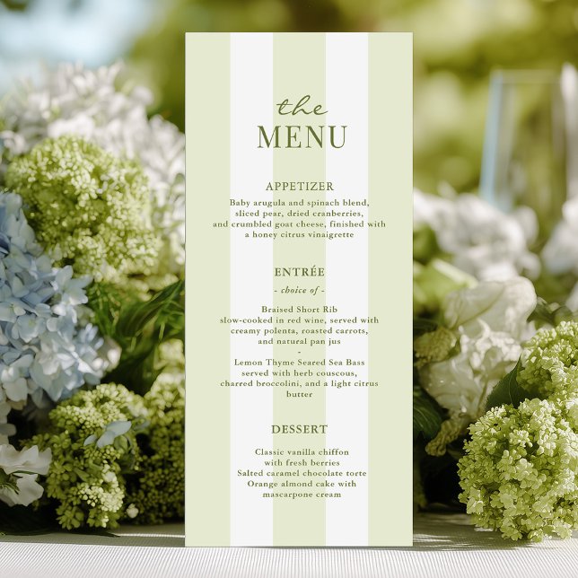 Green Stripes Wedding Menu Meny (Skapare uppladdad)