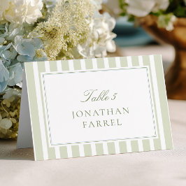 Green Stripes Wedding Place Cards Bordsnummer