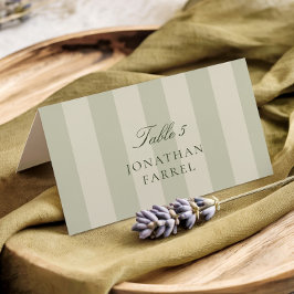 Green Stripes Wedding Place Cards Bordsnummer