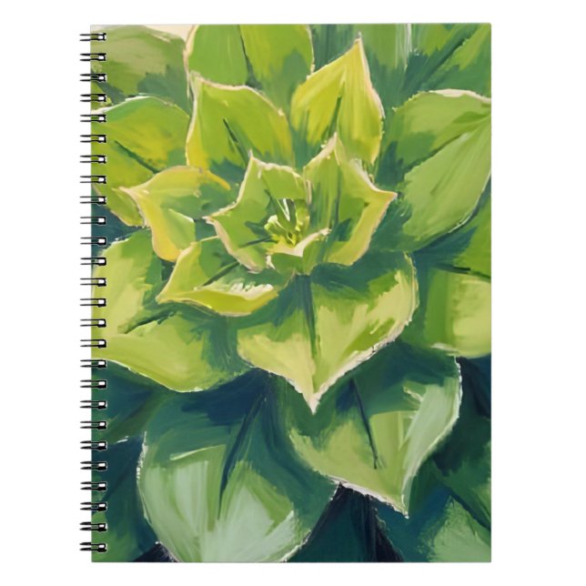 Green Succulent Plant Painting Botanical Anteckningsbok (Framsidan)