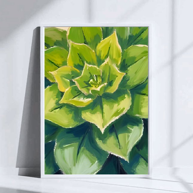 Green Succulent Plant Watercolor Painting Poster (Skapare uppladdad)